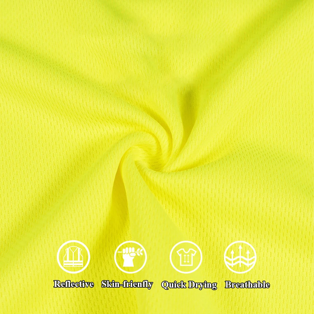 Summer Long Sleeved Safety T-shirts Outdoor Construction Round Neck Breathable Sun Protection Reflective Men Work Clothing
