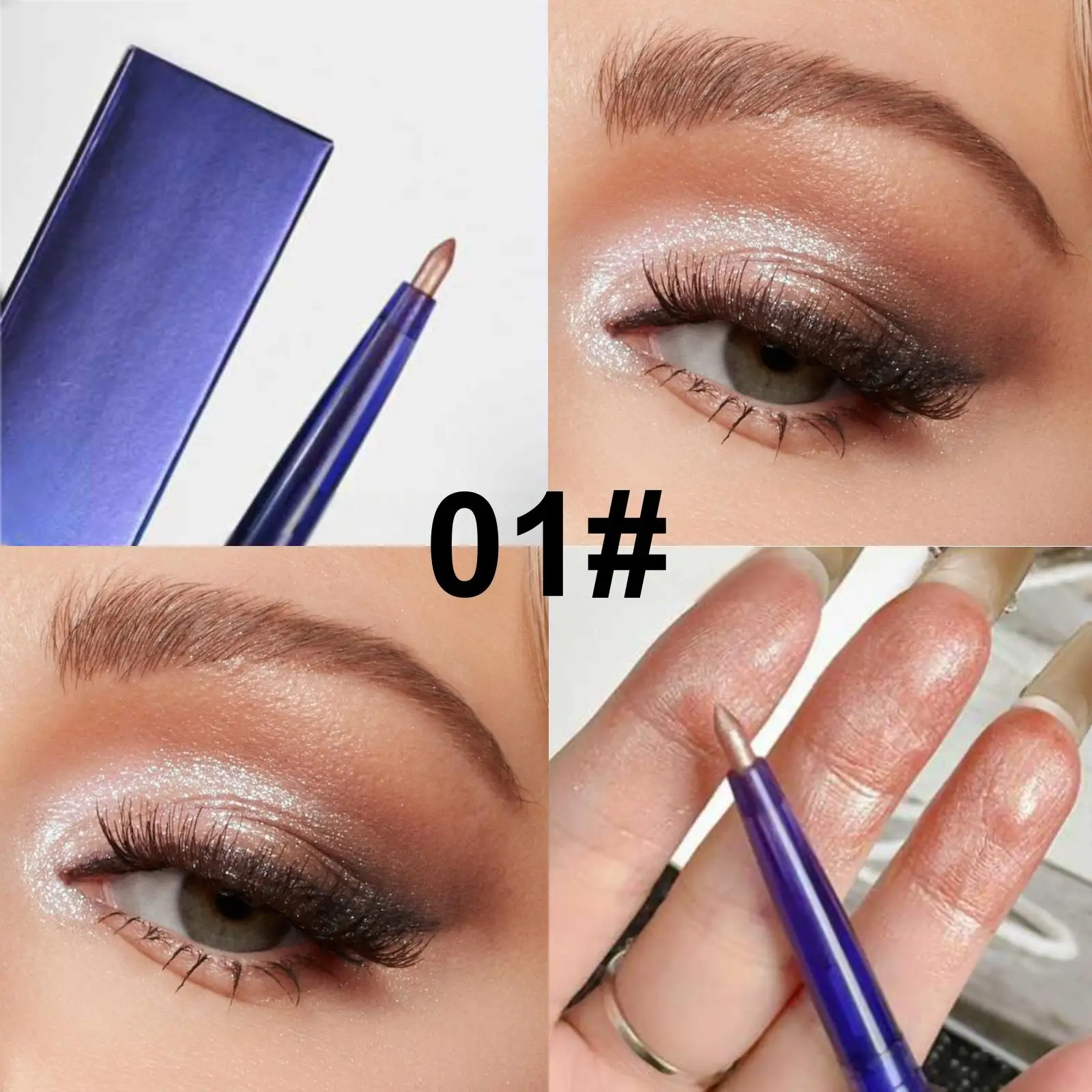 1 lápiz de sombra de ojos delineador de ojos resistente al agua brillante, antimanchas, sedoso, iluminador, púrpura/azul/verde, adecuado para maquillaje de escenario