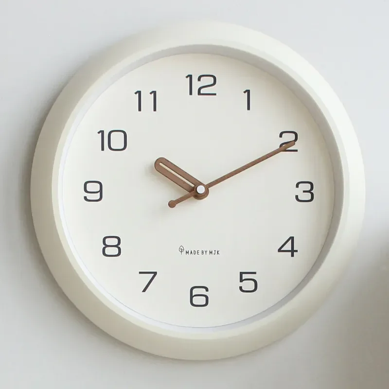 MJK Non-Punching Clock Wall Clock for Modern Living Room Simple Cream Style Instagrammable Restaurant Decor Silent Wall Clock