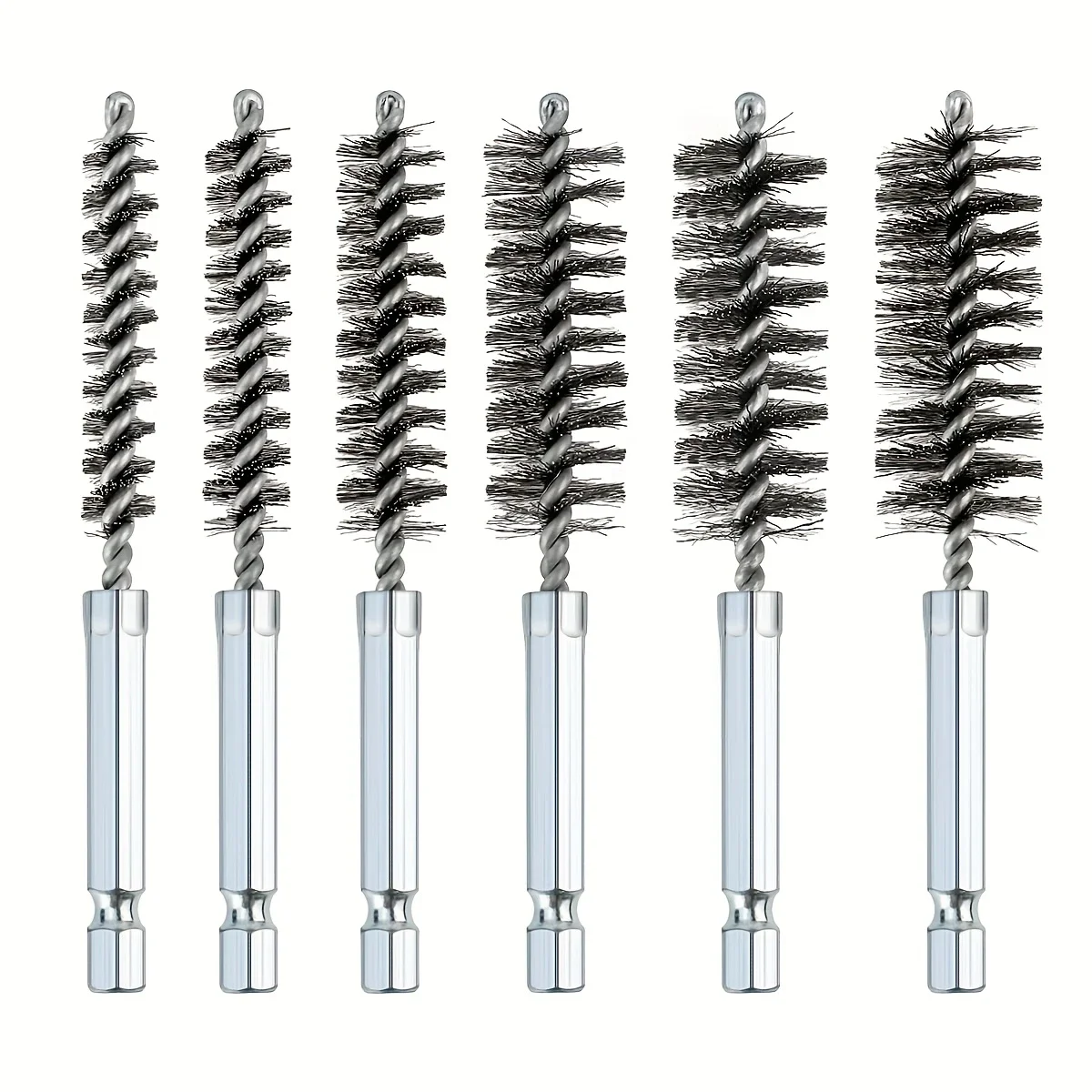 

6Pcs stainless steel wire pipe brush, wire brush for deburring screws and threads, rust removal, 1/4 "hex handle design