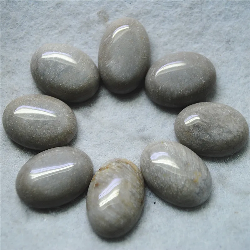 10 قطعة حجر جاسبر رمادي كبوشن 18X25 مللي متر الساخن بيضاوي الشكل للنساء دلايات المعلقات صنع جيد لديك