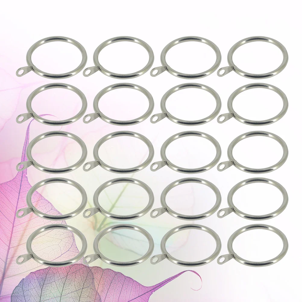 20 قطعة حلقات ستائر حديدية صديقة للبيئة قوية محمولة لغرفة تبديل الملابس المنزلية نظيفة أنيقة 37 مللي متر خواتم معلقة فضية