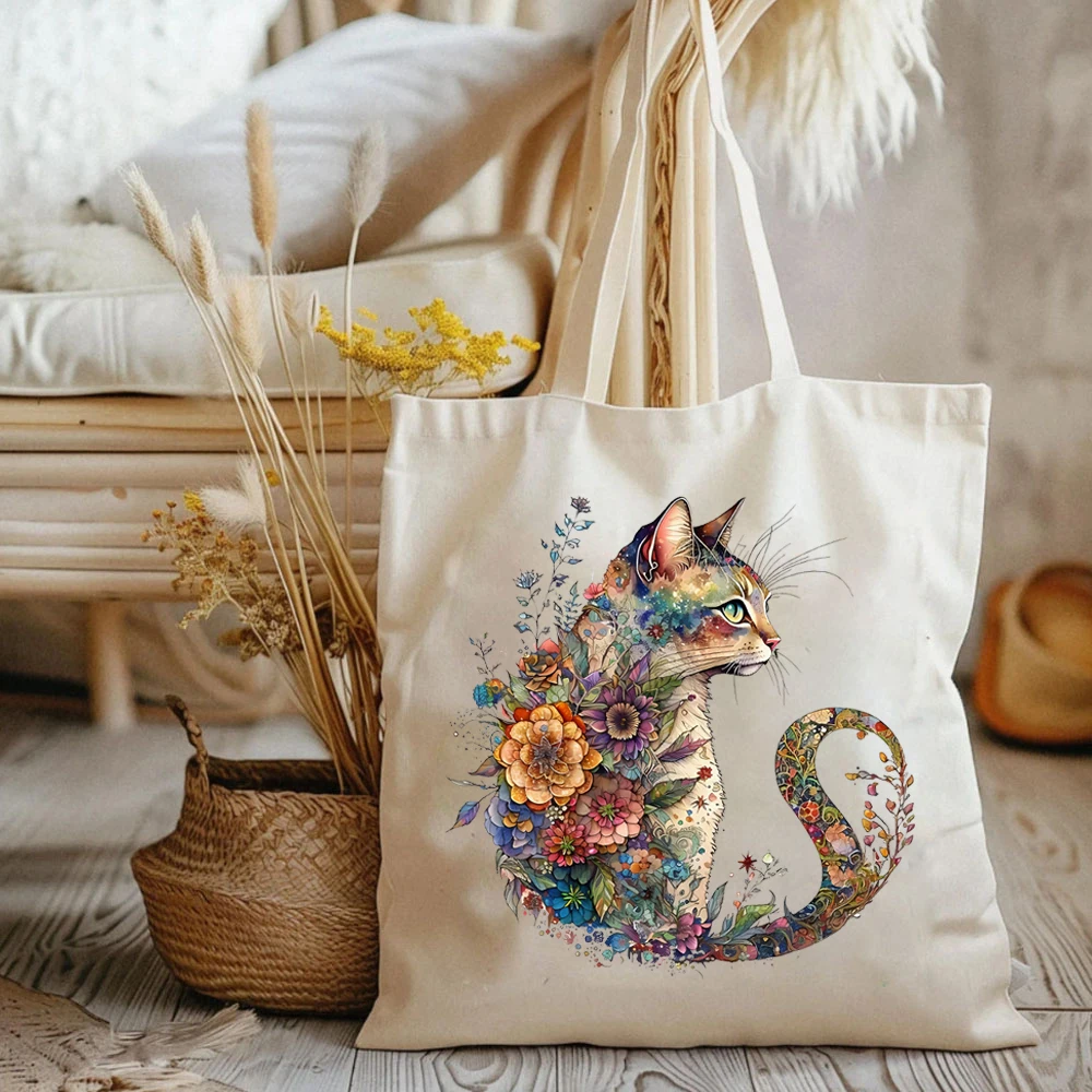 Sacola de grande capacidade feminina, amantes do gato, presente da mãe, bolsa elegante, bolsas de ombro femininas, sacola de compras do mercado, pet mamã