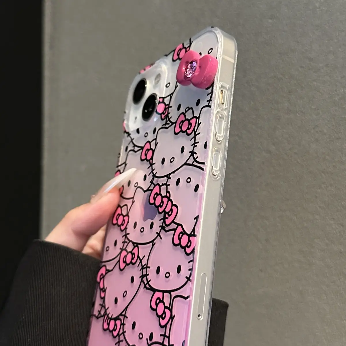 Sanrio Hello Kitty Full Screen KT Phone Case For iPhone15 14 13 12 11Pro Max 78Plus XR XS MAX Y2K Girl Cute Anti Fall Back Cover