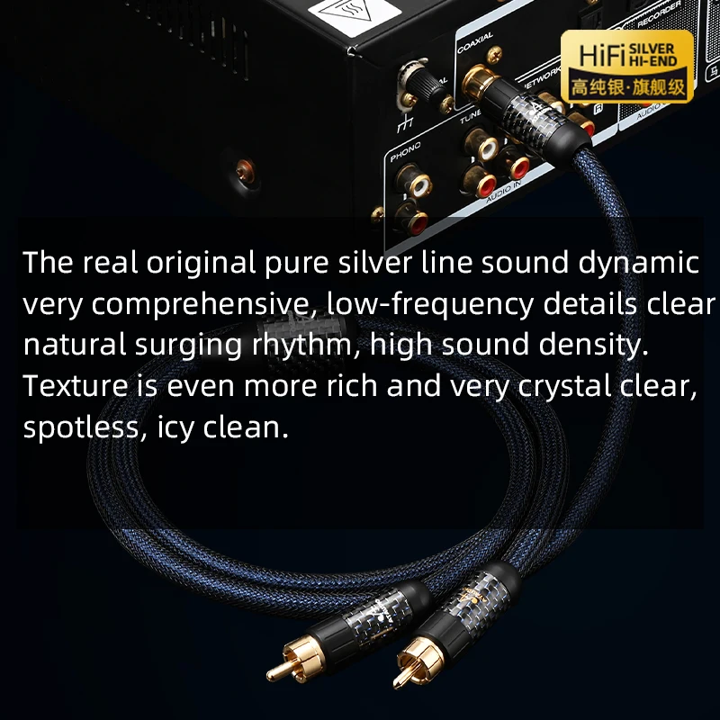 ATAUDIO HiFi RCA to 2RCA Cable Pure Silver RCA to 2RCA Male to Male Y Splitter Adapter Cable for Subwoofer Amplifier
