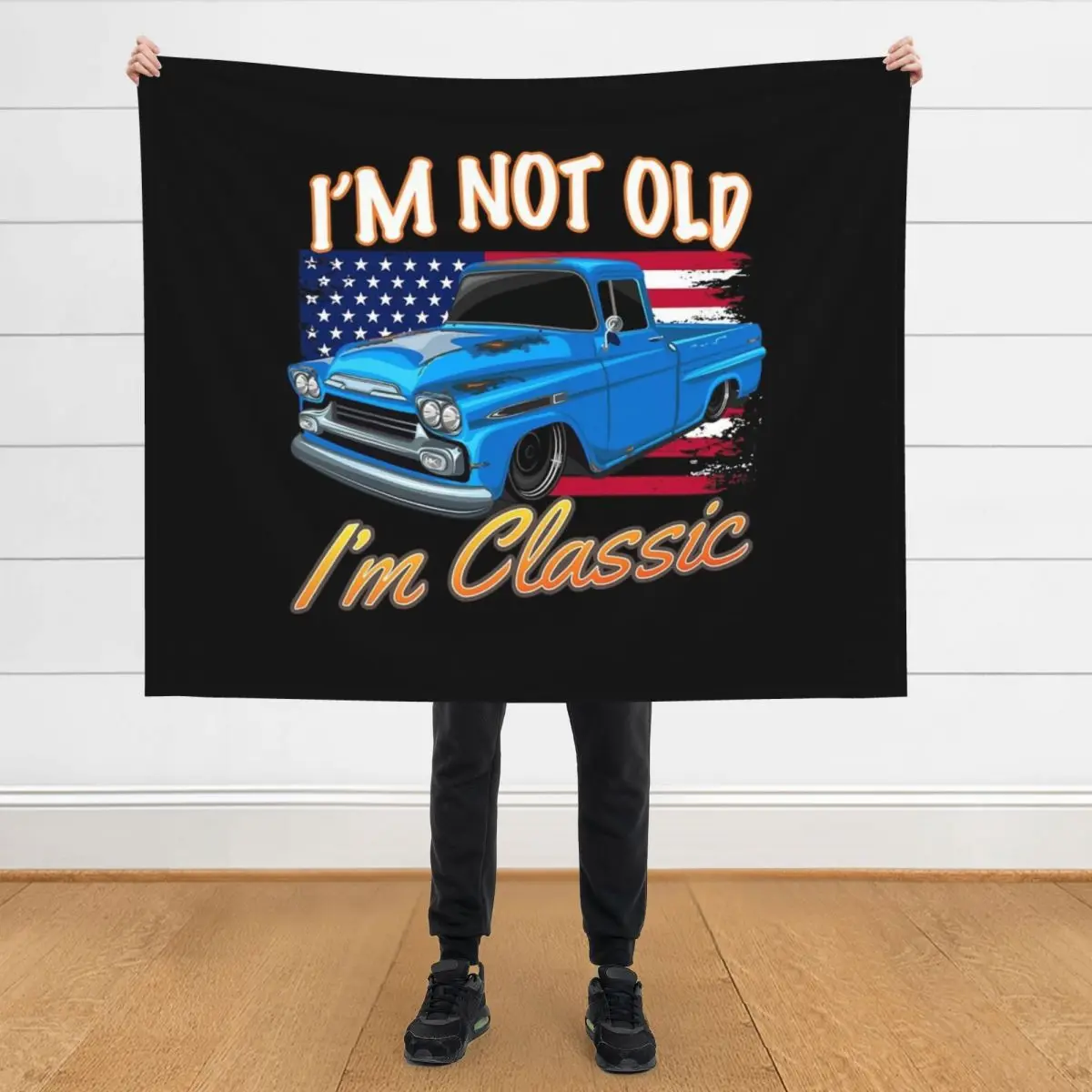 

I'm Not Old I'm Classic Flag Funny Car Men's & Women's T-Shirt Throw Blanket Retros valentine gift ideas Luxury Thicken Blankets