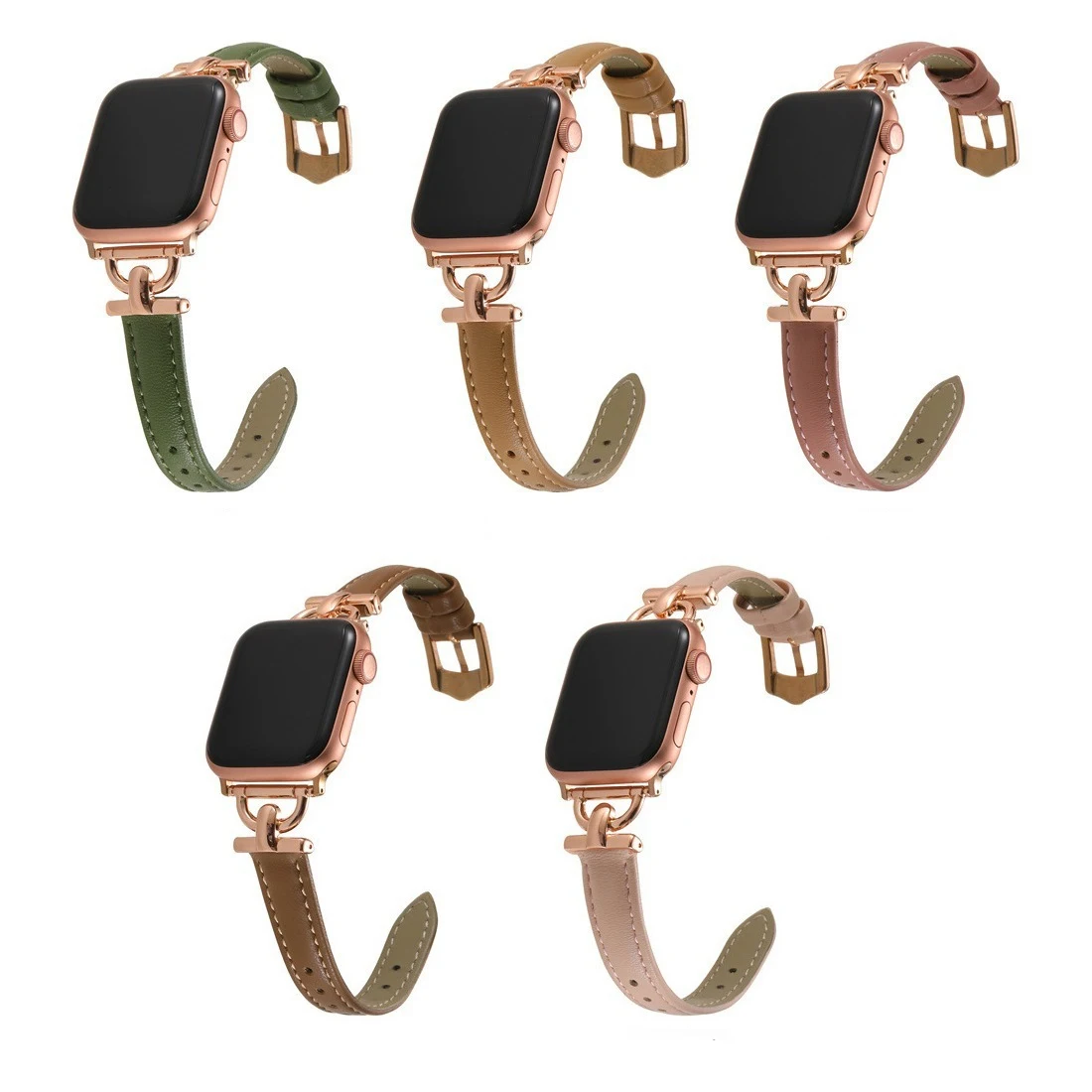 For Apple 56789 Generation Watch Wristband Apple Watch se Elegant Ladies Plain Leather Strap