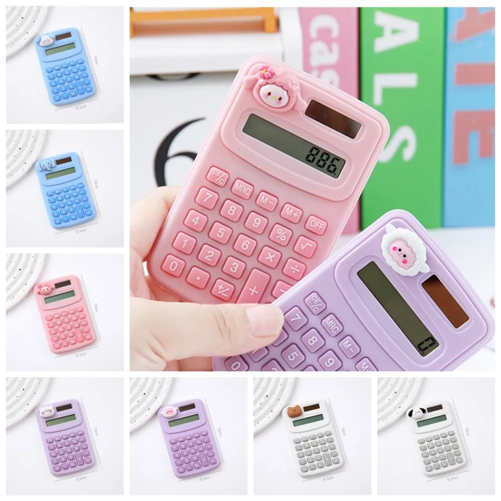 8 Digits Cute Mini Portable Digit Calculator Lightweight Small Cartoon Cute Calculator Cartoon Animal Kawaii Learning Tools