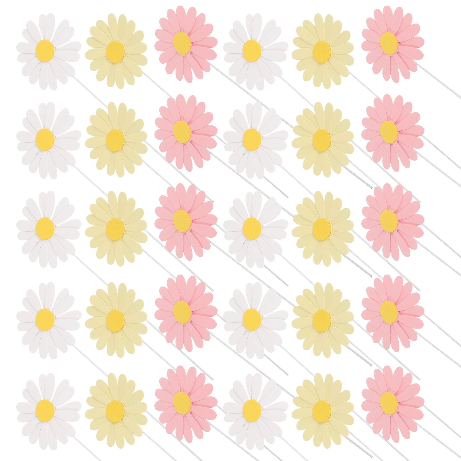 30 Pcs Daisy Cake Toppers Bohemian Decor Flower Cupcake Spring Floral Paper Baby Picks