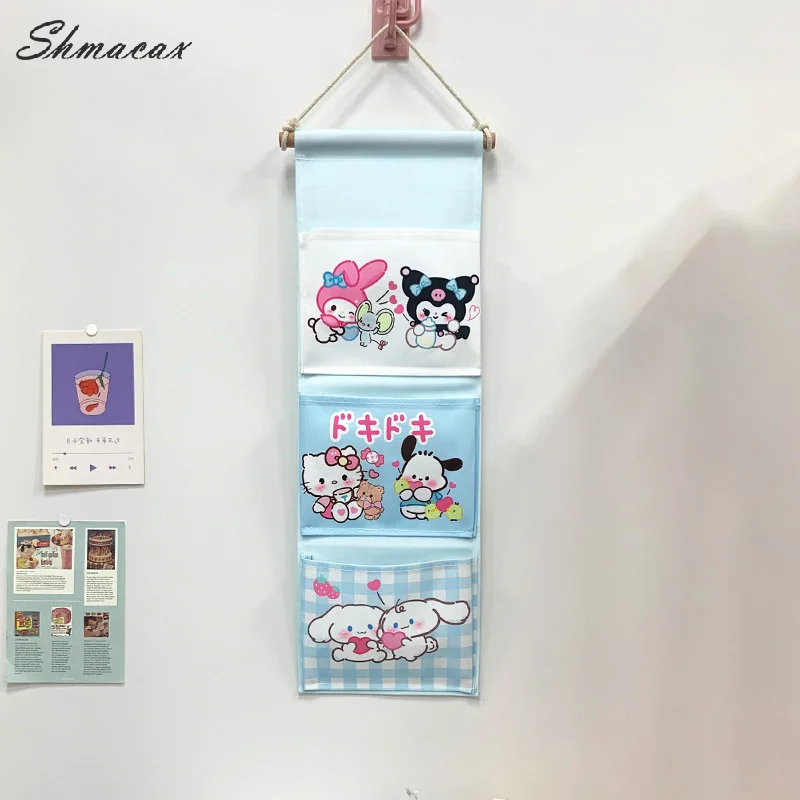 Sanurgente-Sac de rangement mural Hello Kitty, sac multi-compartiments, sac divers Kawaii Kuromi Cinnamoroll