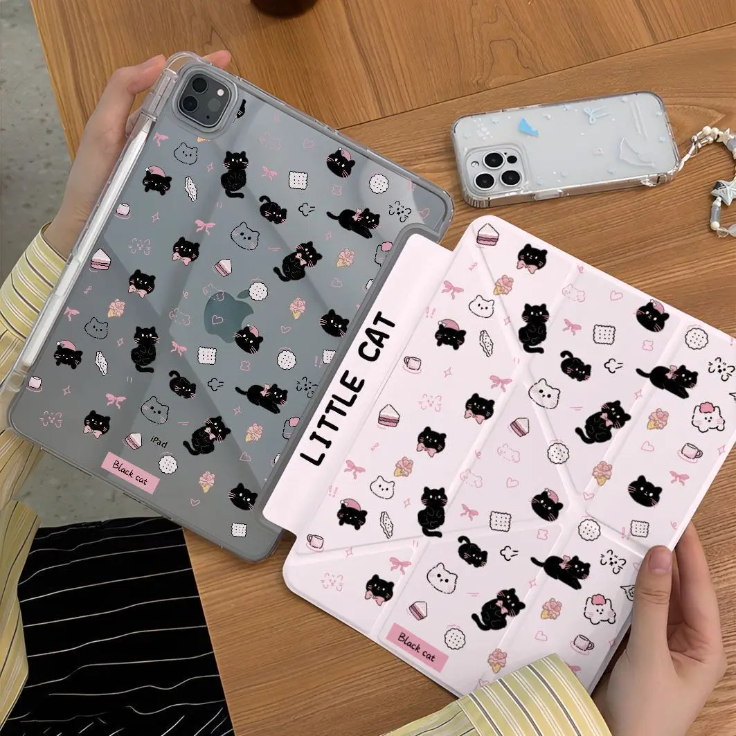 

Polka Dot Pink Bow Cat Y2K Case For iPad Air 11 10th 11th A16 9th Cover iPad Pro11 4 5 10.9in 12.9 M2 M3 M4 Mini 7 Pencil Holder