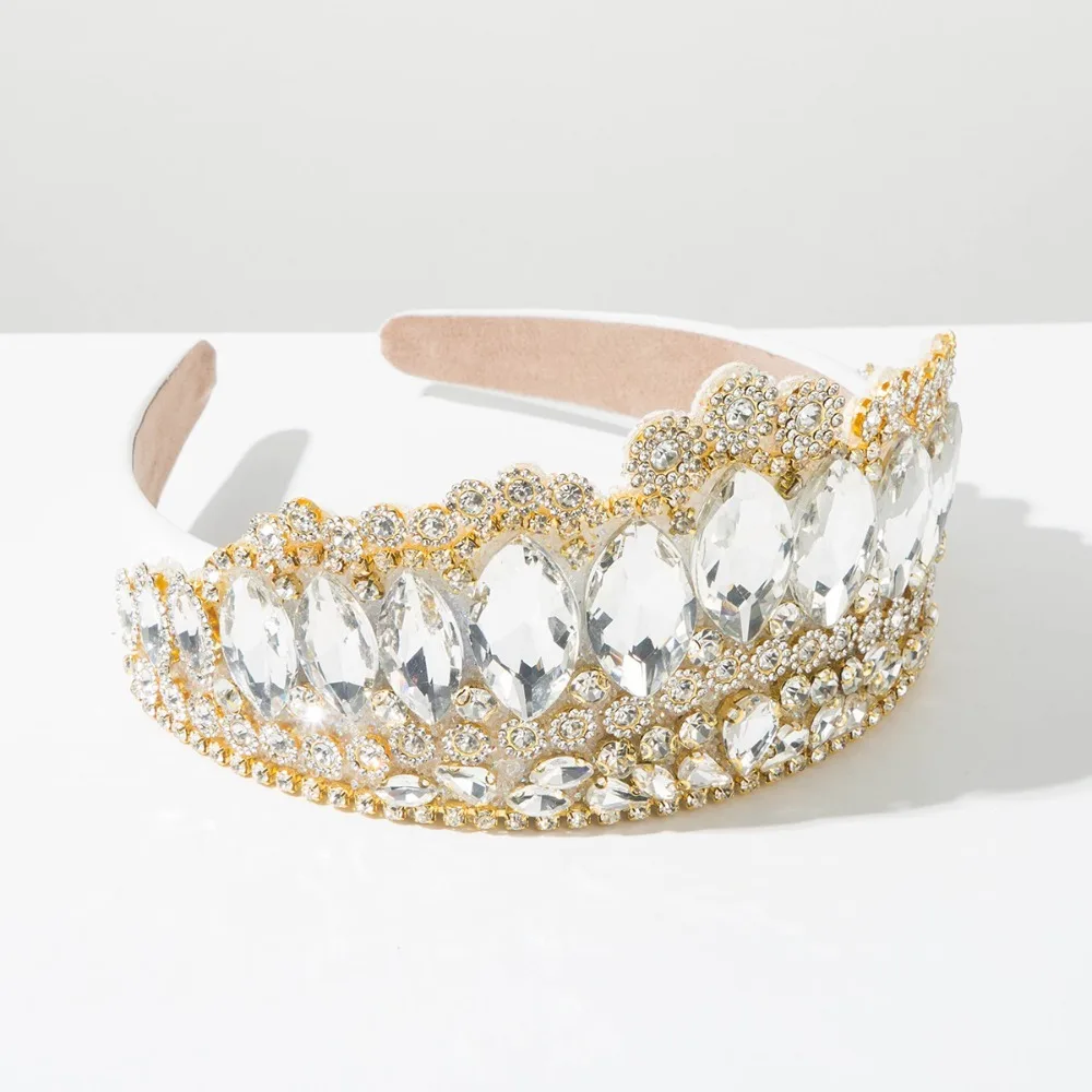 Luxury Full Diamond Rhinestone Headbands Non-slip Hoop Design Diamond Crown Hairband Super Flash Hoop Hairband Women