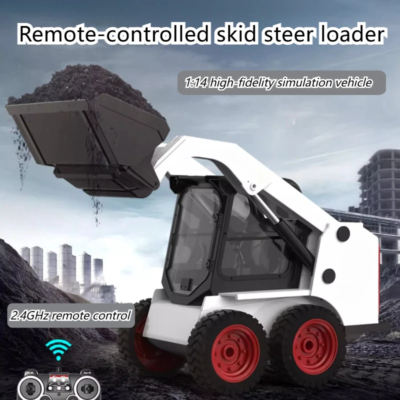 

E594-001 1/14 Remote Control Skid Steer Loader with LED Lights and Simulated Sound Effects Electric Bulldozer Toy