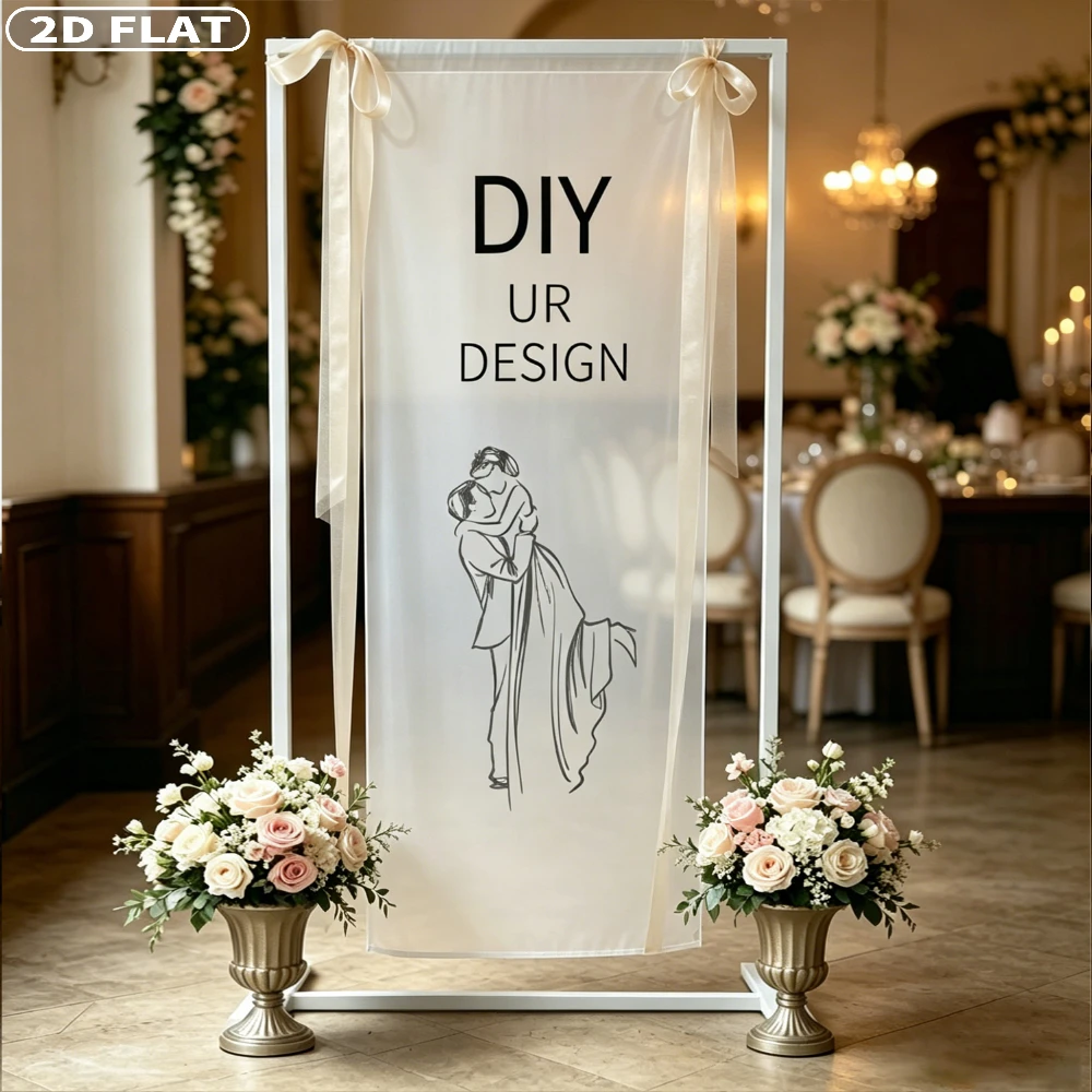 2D FLAT 1pc Custom Wedding Hanging Party Banner - Custom Printed Couple Pictures, Names, Dates & Words
