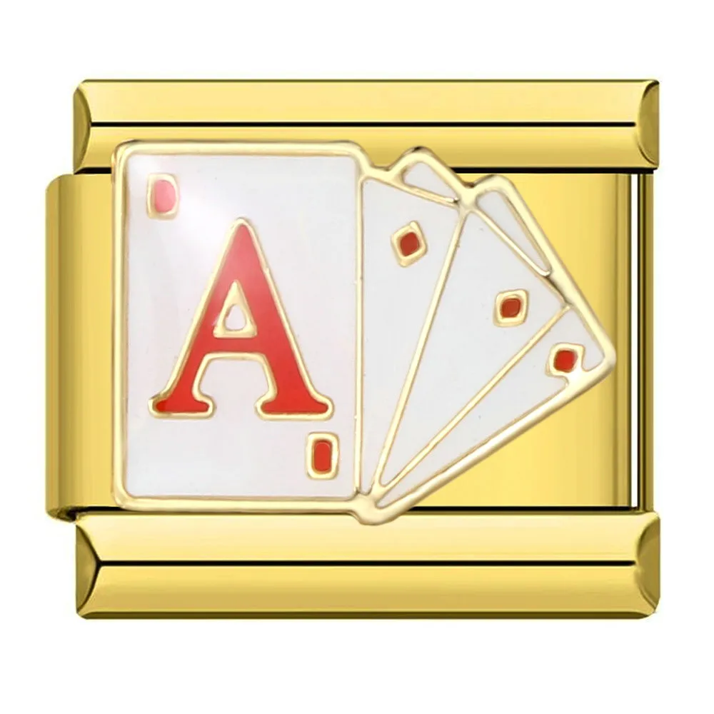 1PC Italian Elastic Link Charm Fit 9mm Stainless Steel Gold Color Chess Card Camera Violin Jeep DIY Making Jewelry Bracelets