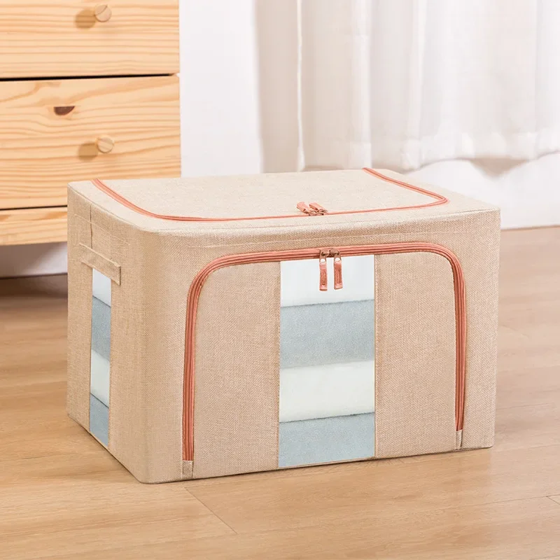 66L Oxford Cloth Storage Box Fabric Wardrobe Folding Organizer Student Quilt Dust-proof Large Storage Box