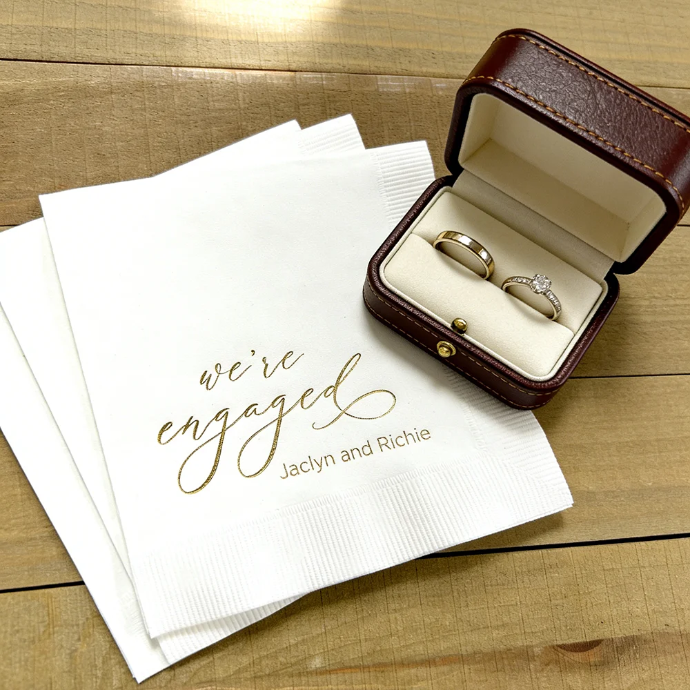 

Personalized 20 Sheets We're Engaged Cocktail Napkins Table Decoration Engagement Party Supplies Beverage Luncheon Dinner Napkin
