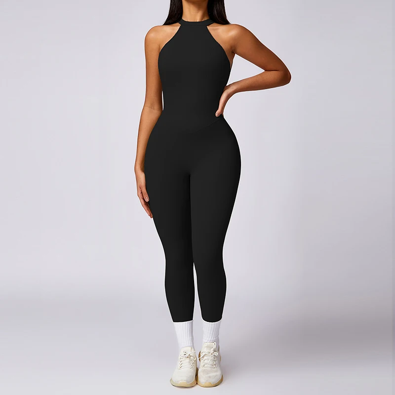 

Hearuisavy Backless Sports Bodysuits Female Rompers Yoga Clothes Sleeveless Jumpsuit Women Workout V Back One-piece Suit Women