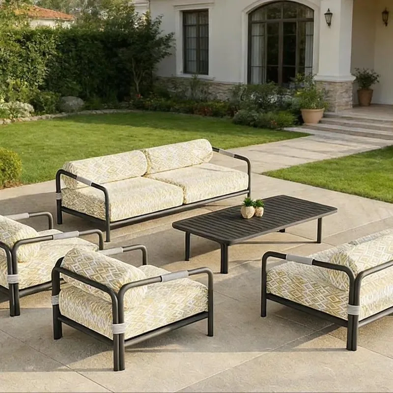 for Outdoor Modern Leisure Furniture Aluminum Garden Sofa Coffee Table Set Metal Terrace Beach Courtyard Hotel Villa