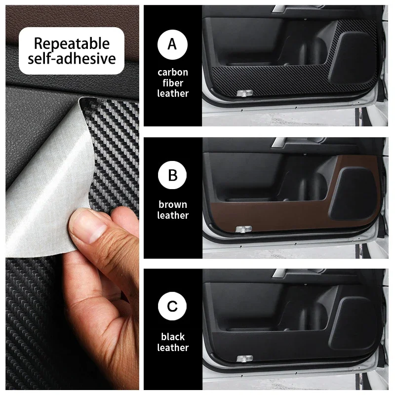 

4Pcs PU Leather Carbon Fiber Sticker For Toyota Prado Land Cruiser J150 2010 - 2023 Door Anti Kick Cover Protection Mat