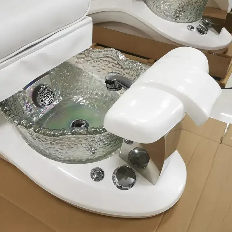 Branco adicionar preto inteligente pedicure pé spa cadeira de massagem reclinável sofá de couro cadeira de massagem de loja de beleza