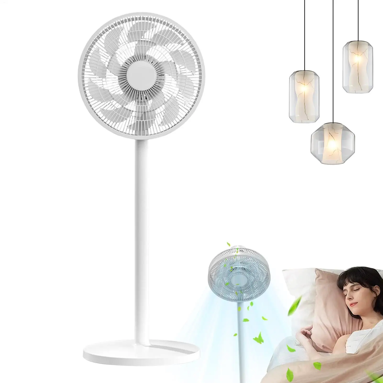 Oscillating Pedestal Floor Fan, Quiet Standing Fan for Bedroom Living Room, Adjustable Height Cooling Fan for Home Office Dorm
