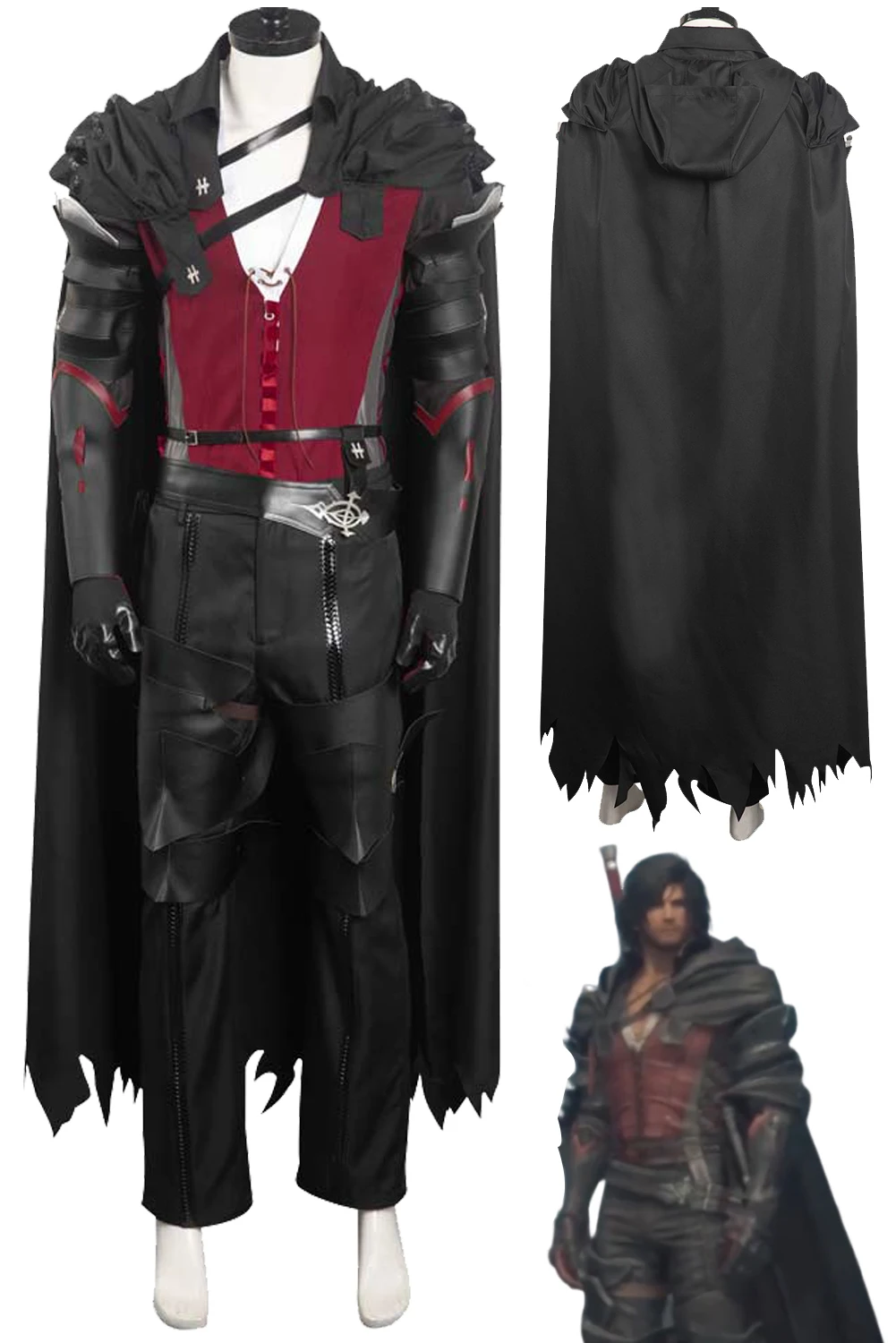 

Final Cos Fantasy FF16 Clive Rosfield Cosplay Costume Uniform Cloak Tops Pants Outfit Halloween Carnival Suit For Men Male Adult