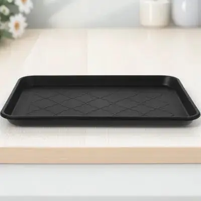 

Shoe Tray Multi-Functional Boot Mat Pet Feeder Sturdy Plastic Non-Slip Black Entryway Organizer Hallway Car Trunk Storage Plate