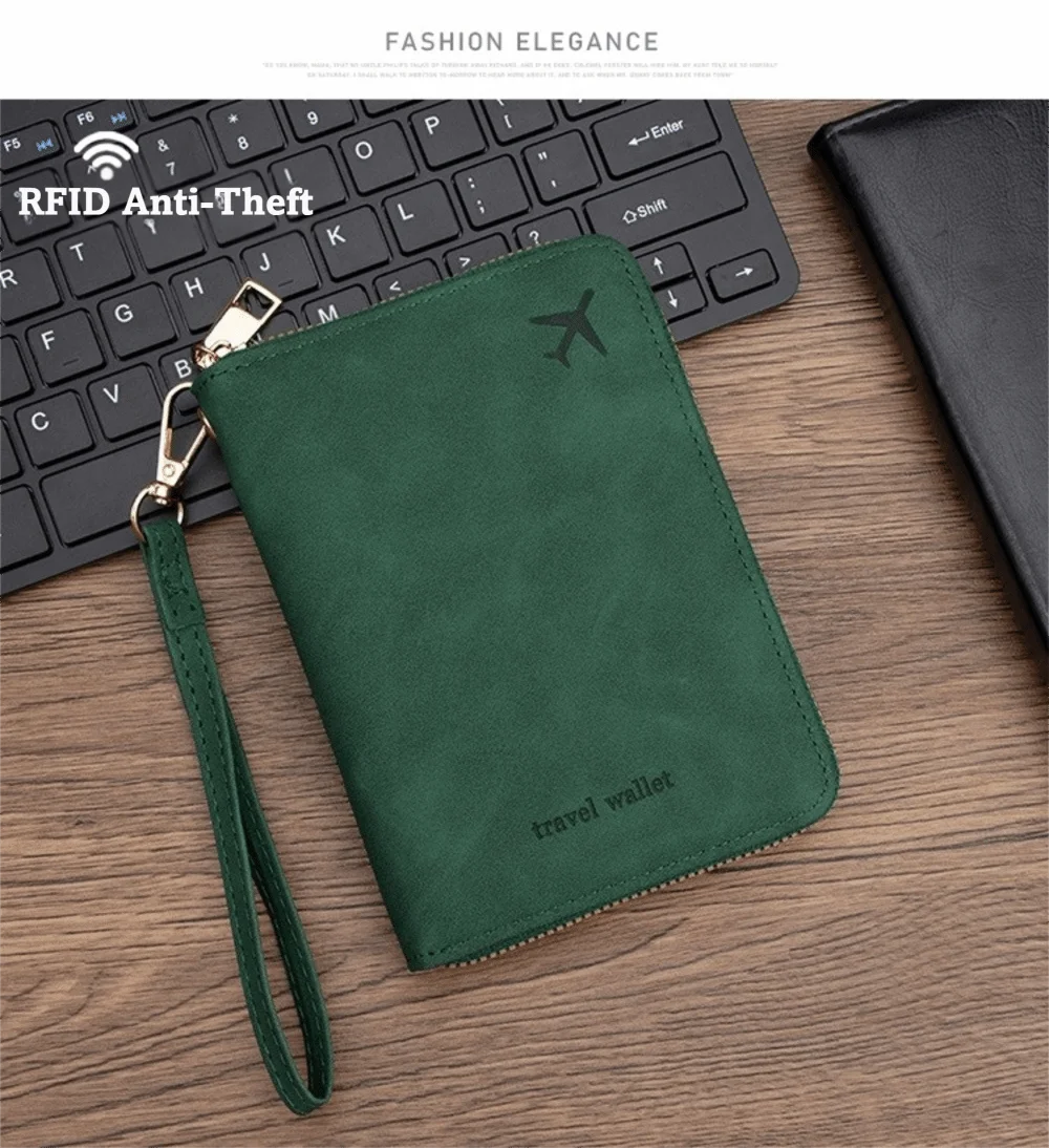 Multifunktionale PU-RFID-Passhülle Anti-Magnetisch Einfarbiger Passhalter mit Reißverschluss Münzbörse Unisex – Detail 8