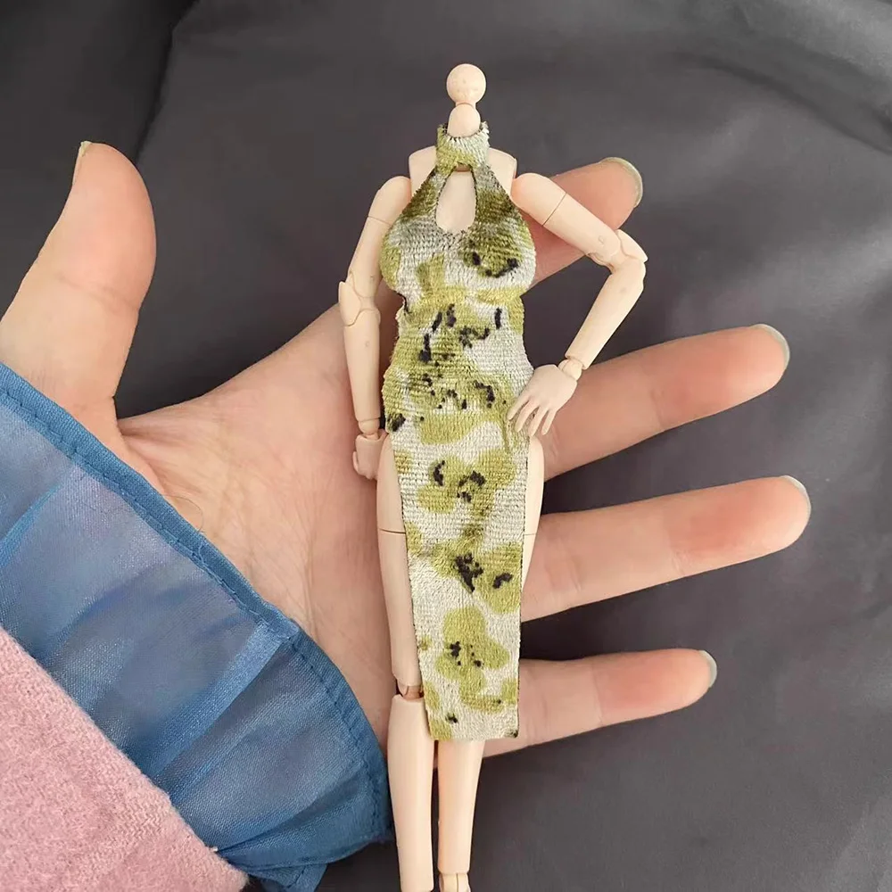 1/12 Figma Mehrfarbiges Qipao rückenfreies enges Kleid Cheongsam Abendkleid Modell passend für 6" weibliche Soldat Actionfigur Gynoid Puppe