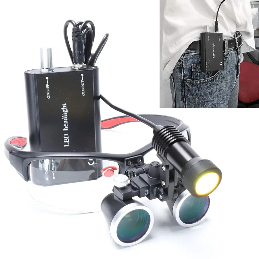 

3.5X Dental Loupes 5W Surgical Headlight Dental Magnifying Glasses Surgical Binoculars Dental Unit Lamp Front Light Dentistry