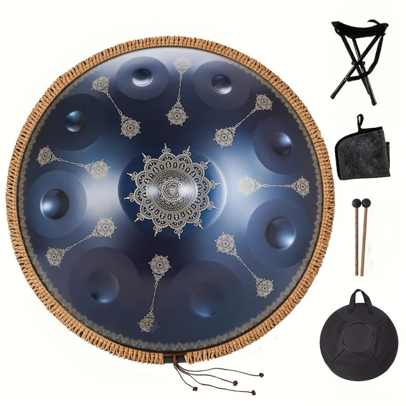 

Барабан Handpan 432 Гц, 9 нот, 55,88 см, лечебный D, маленький для начинающих, высококачественный стальной барабан в подарок, бубен для
