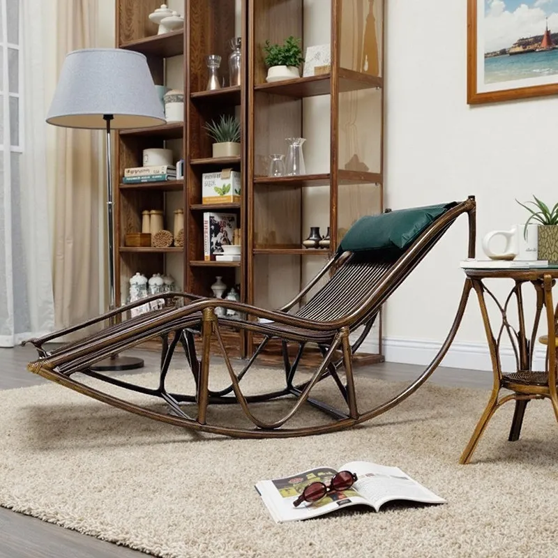 rocking new rattan home adult rocking balcony leisure old-style natural genuine rattan recliner