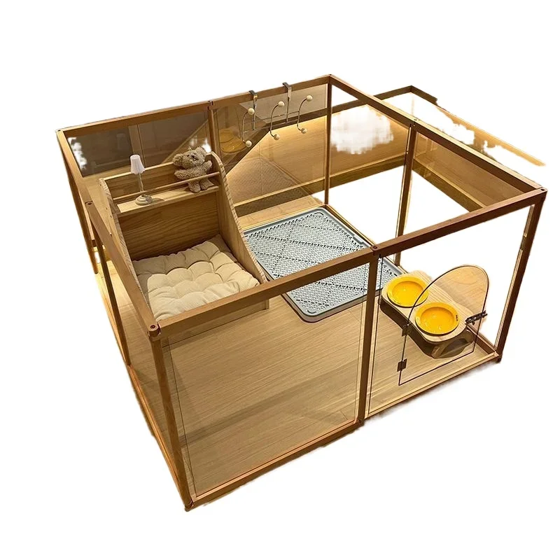 

Pet Dog Pet Solid Wood Fence Isolation Cage Small Indoor Transparent Dog Acrylic Fence