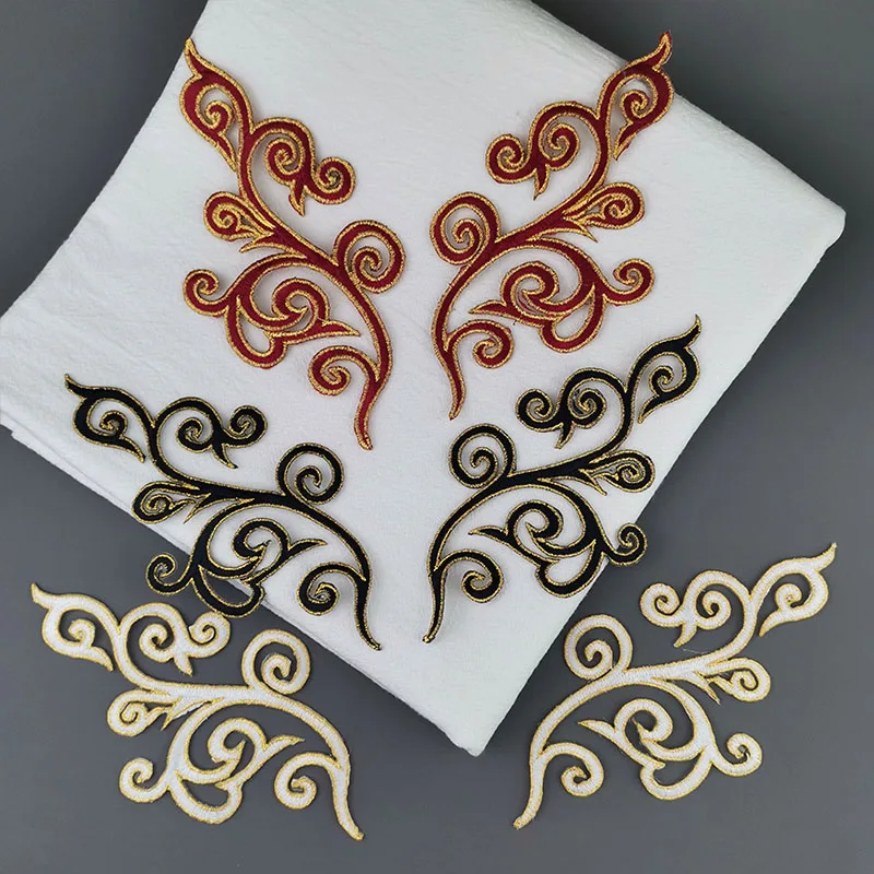 1 Pair Of Multi-Color Gold Hot Stamping Curved Line Stickers For Clothing Decoration 17 * 9CM