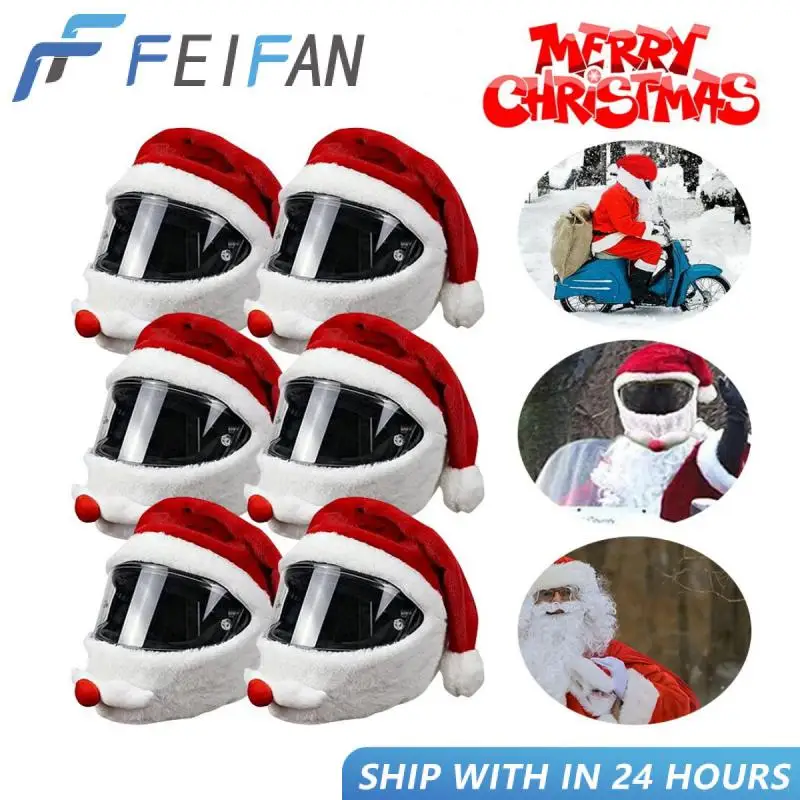 Nowy Santa kask rowerowy boże narodzenie motocykl pokrowiec na kask pełna twarz bezpieczny kapelusz Santa Claus czapka z motywem wyścigów wystrój świąteczny