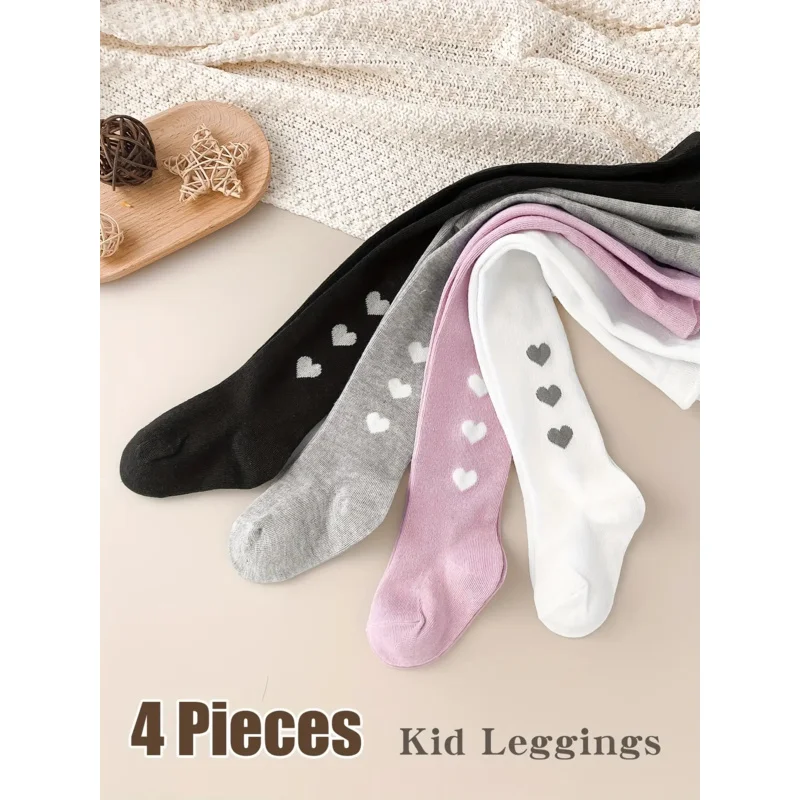 

4pcs Baby Girls' Elastic Waist Tights Soft Stretchy Comfort Fit for All-Day Wear Solid Colors Mid Waist Length Non-Binding
