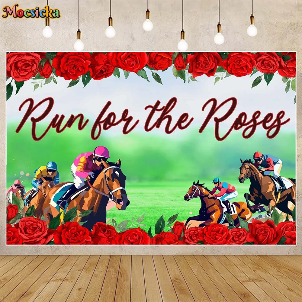 Mocsicka Run For The Roses Photo Background Valentine's Day Party Decoration Horse Racing Rose Photography Backdrop Photo Studio