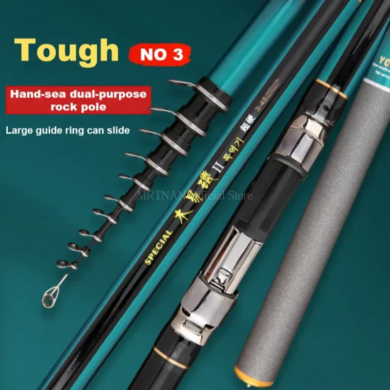 

2.7m-7.2m Fishing Rods Carbon Ultralight Telescopic Surfcasting Spinning Rock Fishing Rod Coast Sea Fishing Freshwater