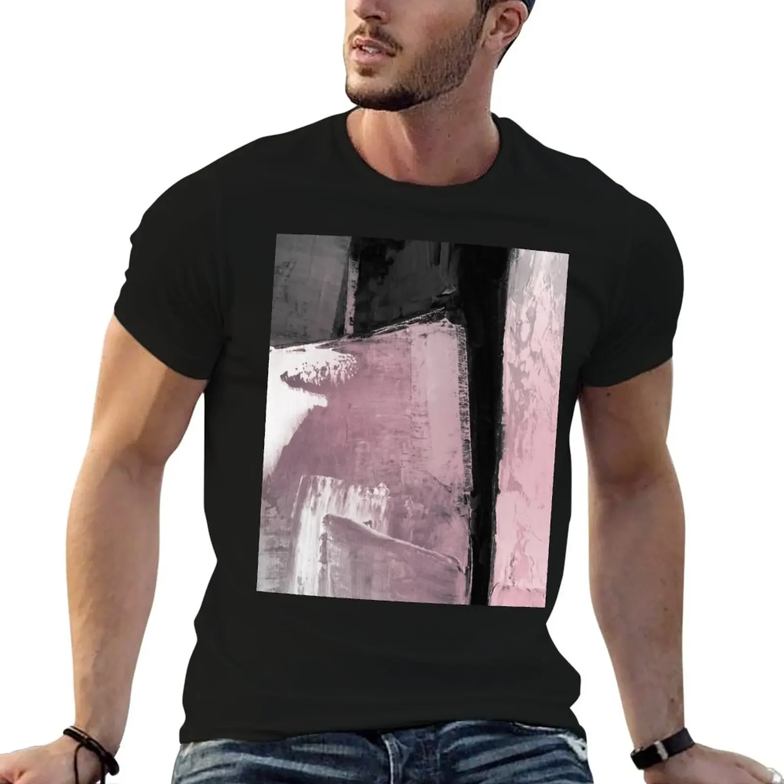 pink gray abstract T-Shirt summer clothes graphic shirts Aesthetic clothing men t shirts