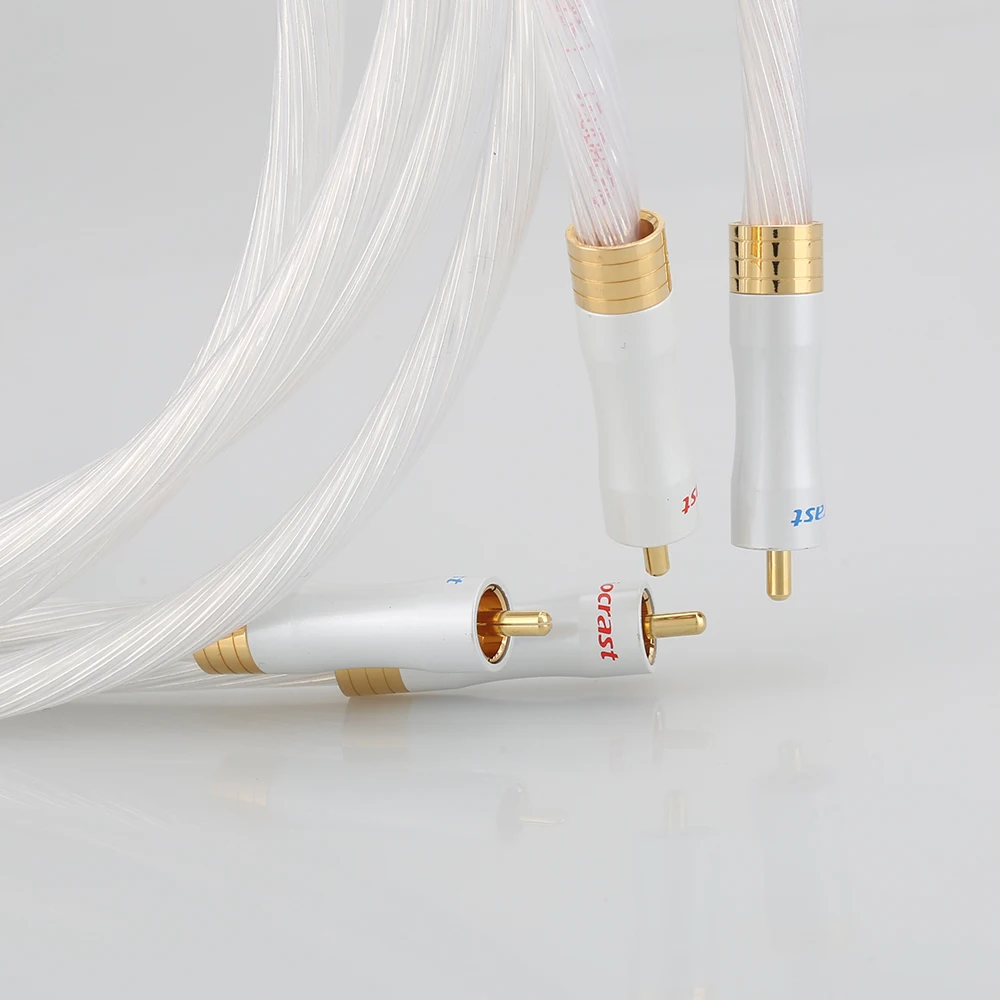 

High Quality 5N OCC Silver Plated RCA TO RCA Interconnect Audio Cable With Gold Plated RCA Plug