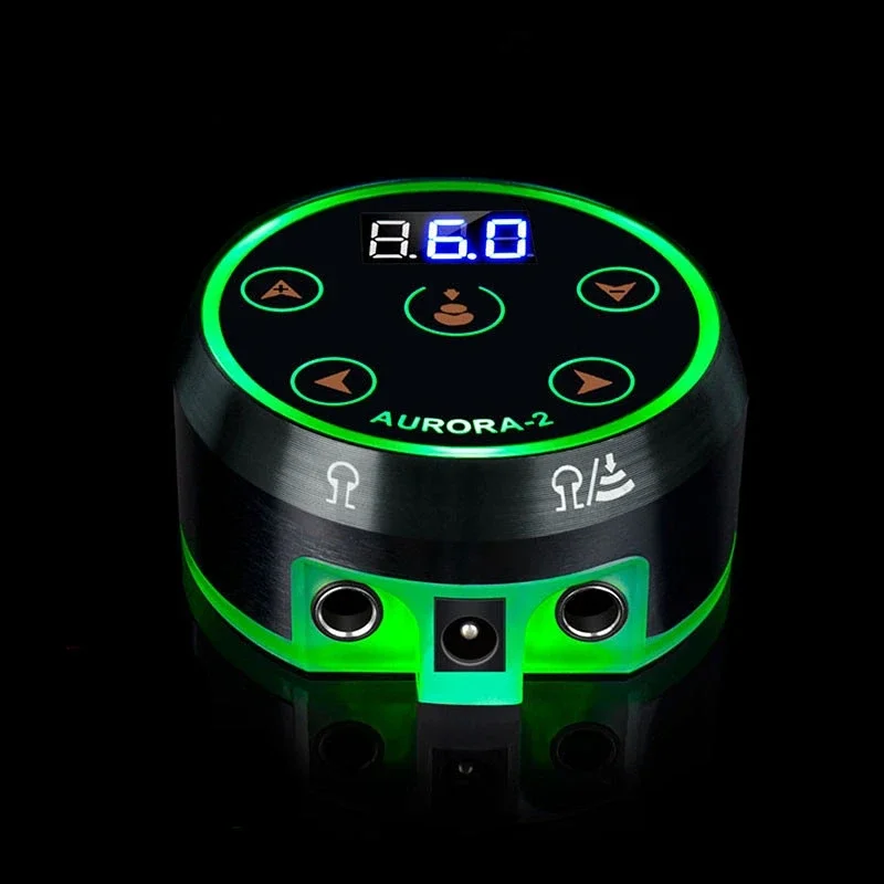 

Mini Aurora LCD Tattoo Pen Power Green, Color Voltage with Coil Adapter and Rotary Tattoo Gun