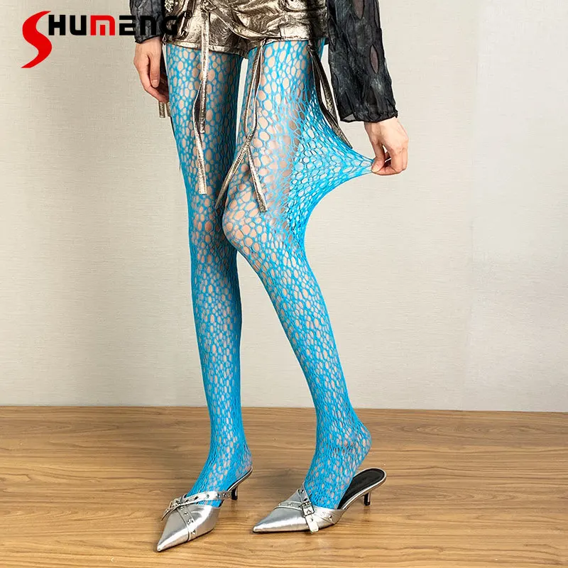 

Леггинсы в стиле рок-хип-хоп, горячая девушка Y2K Millennium, милые игривые готические красочные ажурные колготки неправильной формы, легкие азиатские чулки