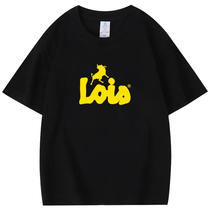 

2025 New Fashion High Quality T-shirt Men Crew Neck Tees Lois Camiseta Black Yellow Short Sleeve Cotton Summer Short Sleeve