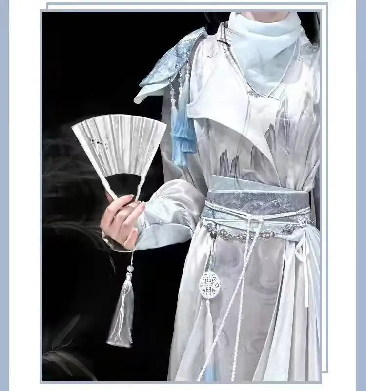 Hanfu Peri Kuno untuk Pria & Wanita, Jubah Leher Bulat Tradisional Tiongkok, Pakaian Cosplay Penembak Pedang untuk Acara Halloween yang Awet Muda