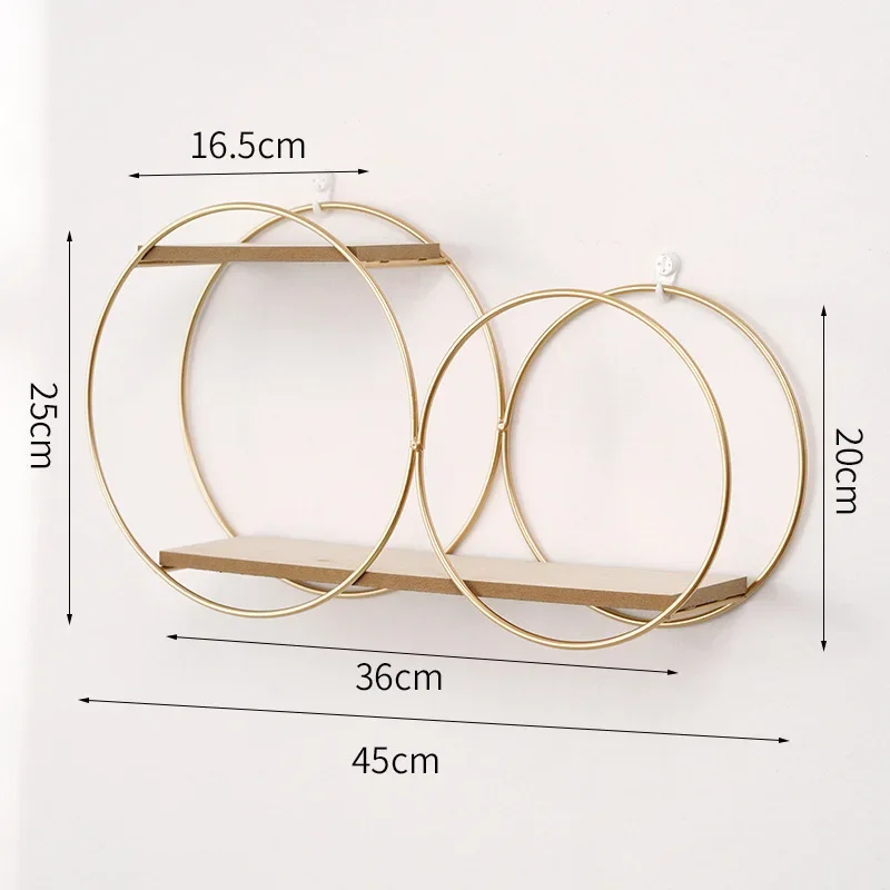 Punch-Free Nordic Simple Shelf, Creative Round Bedroom Wall Decoration, Fashionable Light Luxury Gold Plant Stand