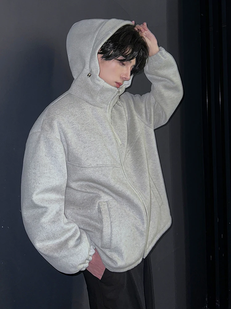 

Кардиган на молнии Cleanfit, толстовка Jaet, мужская осенне-зимняя шерстяная куртка Jaet или шерстяное пальто свободного покроя с капюшоном Long Sve