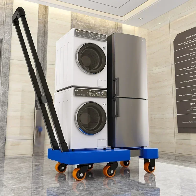 Household Goods Telescopic Tie Rod Flatbed Truck Folding Express Pulling Trolley Six-wheeled Small Trolley Thickened Trailer