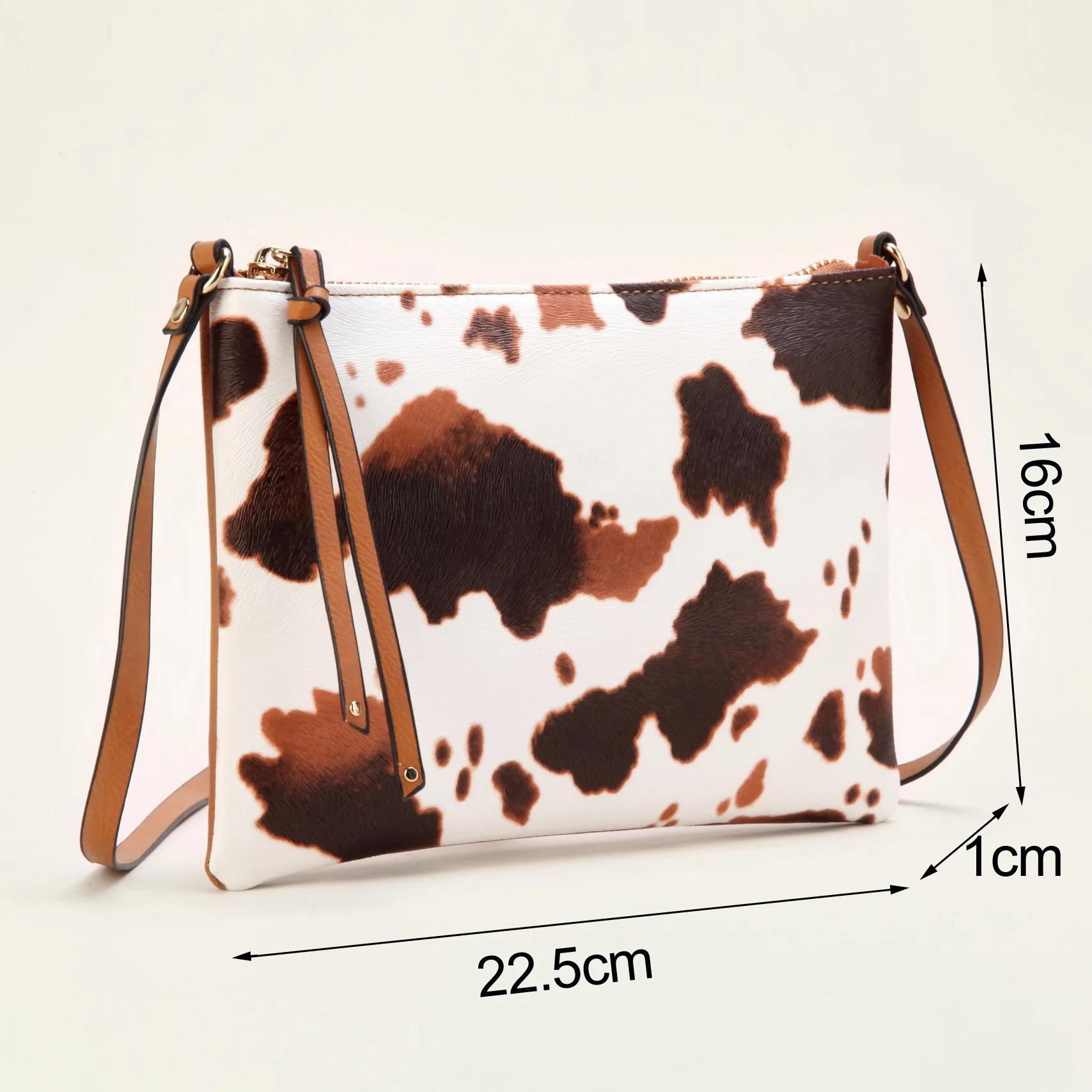 Small Cow Pattern Crossbody Bags For Women, PU Leather Textured Bag Purse, Classic Versatile Fashion Shoulder Bag