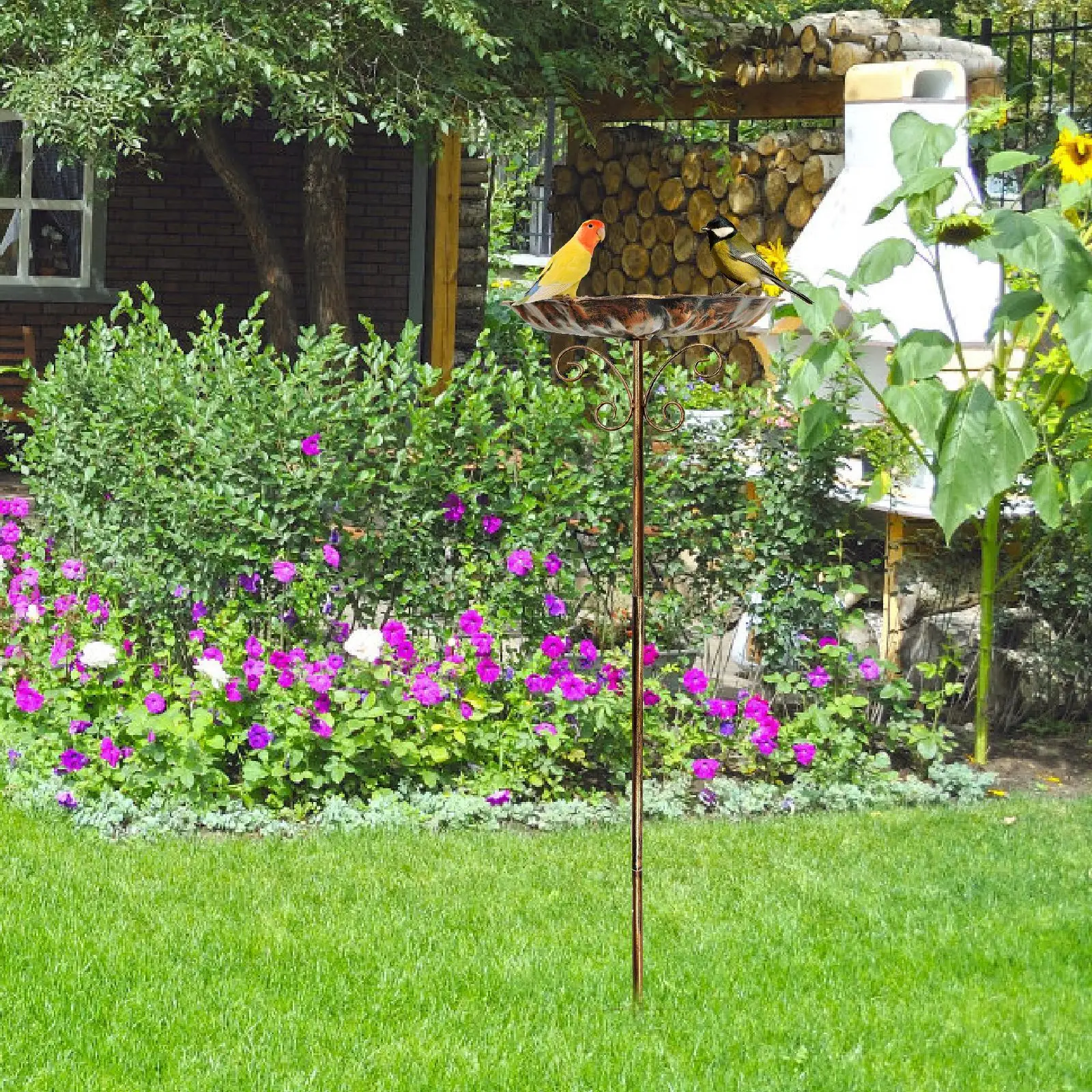 

Bird Bath Bowl Outdoor Birdbath Metal Sturdy Easy Assembly Heavy Duty Garden